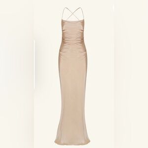 Shona Joy Gold La Lune Lace Back Gown Sz 2